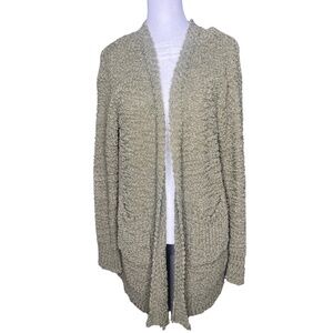 Cozy Olive Green Heimish Cardigan | 1X | Textured Knit w/ Pockets